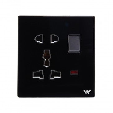 Walton Crystal Glass Black Switch & Socket