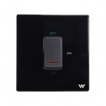 Walton Crystal Glass Black Switch & Socket